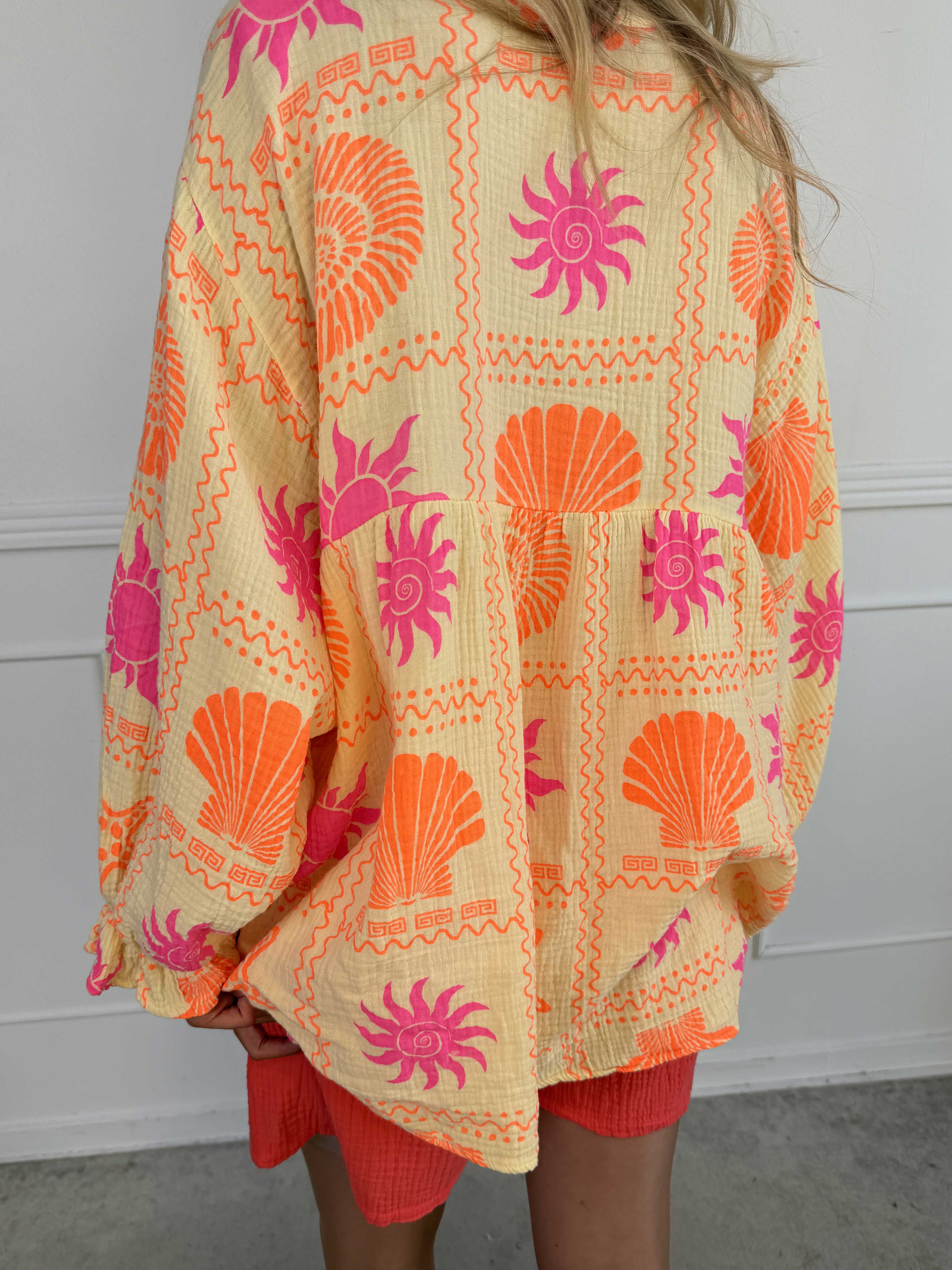 Diva - Mønstret tunikaskjorte i blødt bomuldsbæk-og-bølge-stof